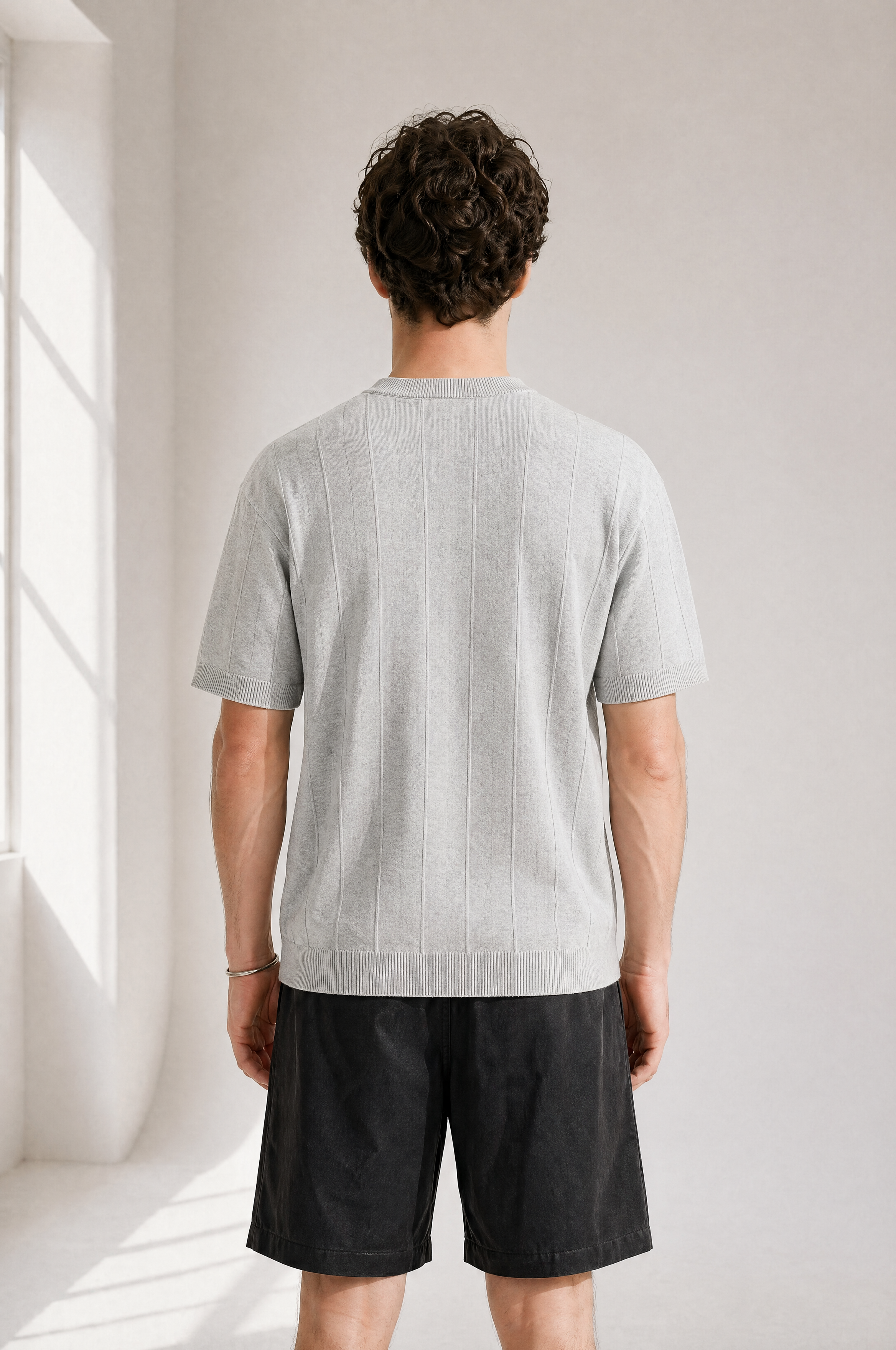 Slub Knit Tee - Grey - lifestyle angle