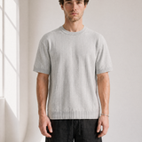 Slub Knit Tee - Grey - back view