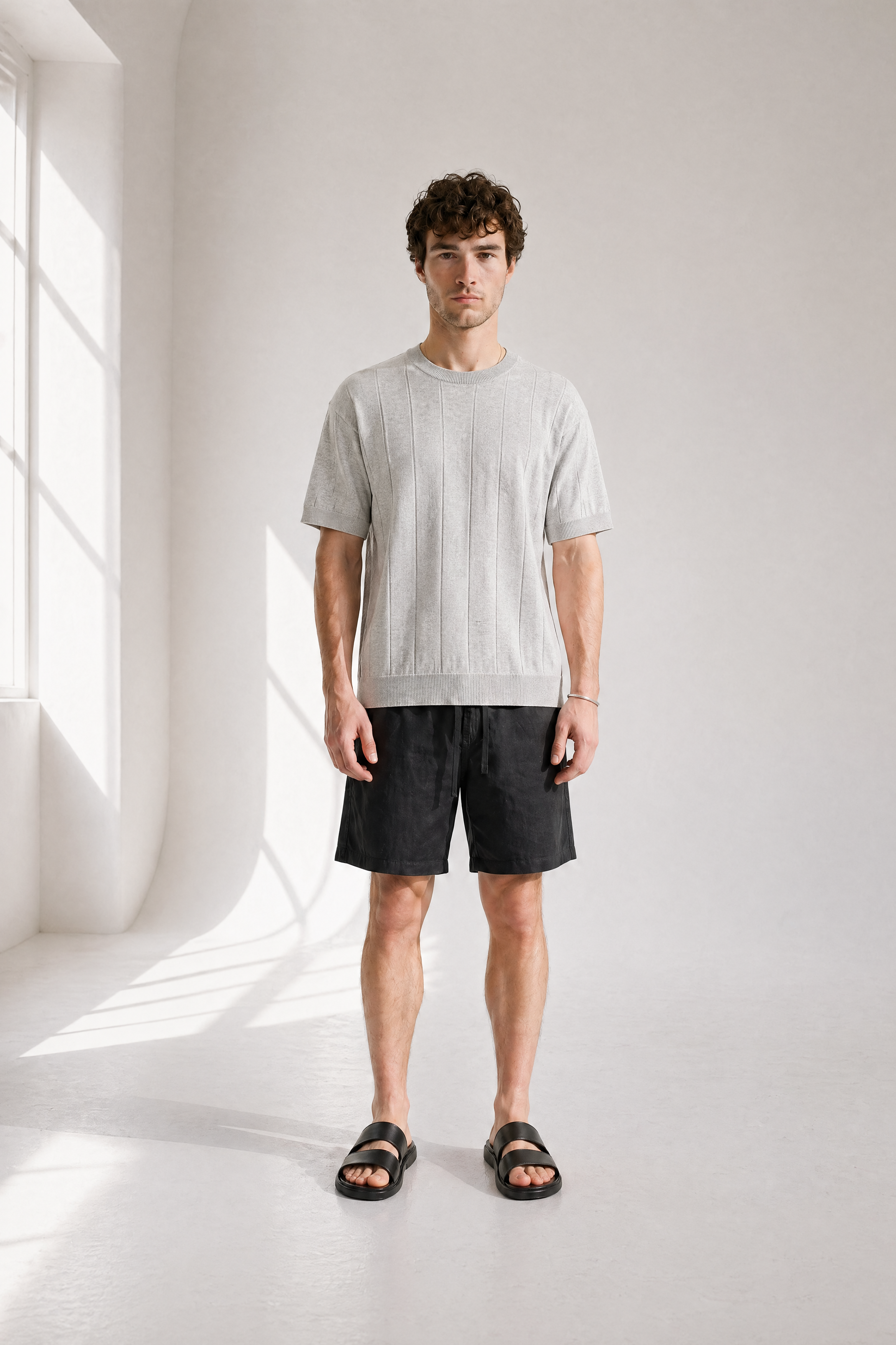 Slub Knit Tee - Grey - side view