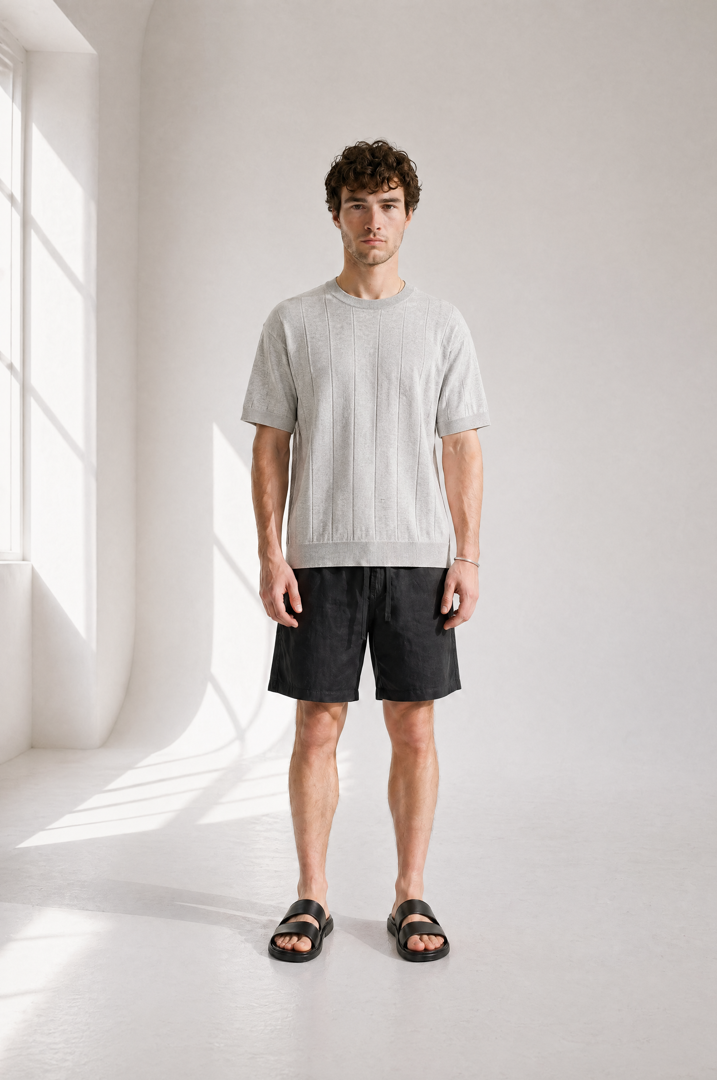 Slub Knit Tee - Grey - side view