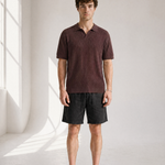 Rib Knit Polo - Burgundy - lifestyle angle