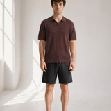 Rib Knit Polo - Burgundy - lifestyle angle