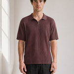 Rib Knit Polo - Burgundy - detail view
