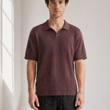 Rib Knit Polo - Burgundy - detail view