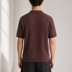 Rib Knit Polo - Burgundy - side view