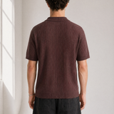 Rib Knit Polo - Burgundy - side view