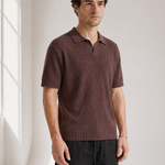 Rib Knit Polo - Burgundy - back view