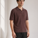 Rib Knit Polo - Burgundy - back view