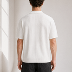 Rib Knit Polo - White - lifestyle angle