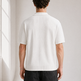 Rib Knit Polo - White - lifestyle angle