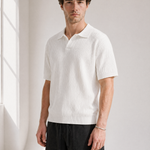 Rib Knit Polo - White - detail view