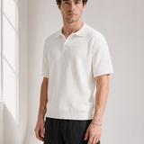 Rib Knit Polo - White - detail view