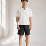 Rib Knit Polo - White - side view