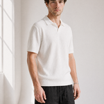 Rib Knit Polo - White - back view