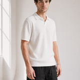 Rib Knit Polo - White - back view