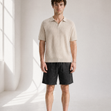 Rib Knit Polo - Cream - lifestyle angle