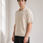 Rib Knit Polo - Cream - side view