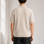 Rib Knit Polo - Cream - back view