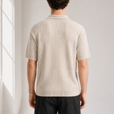 Rib Knit Polo - Cream - back view