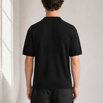 Rib Knit Polo - Black - back view