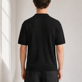 Rib Knit Polo - Black - back view