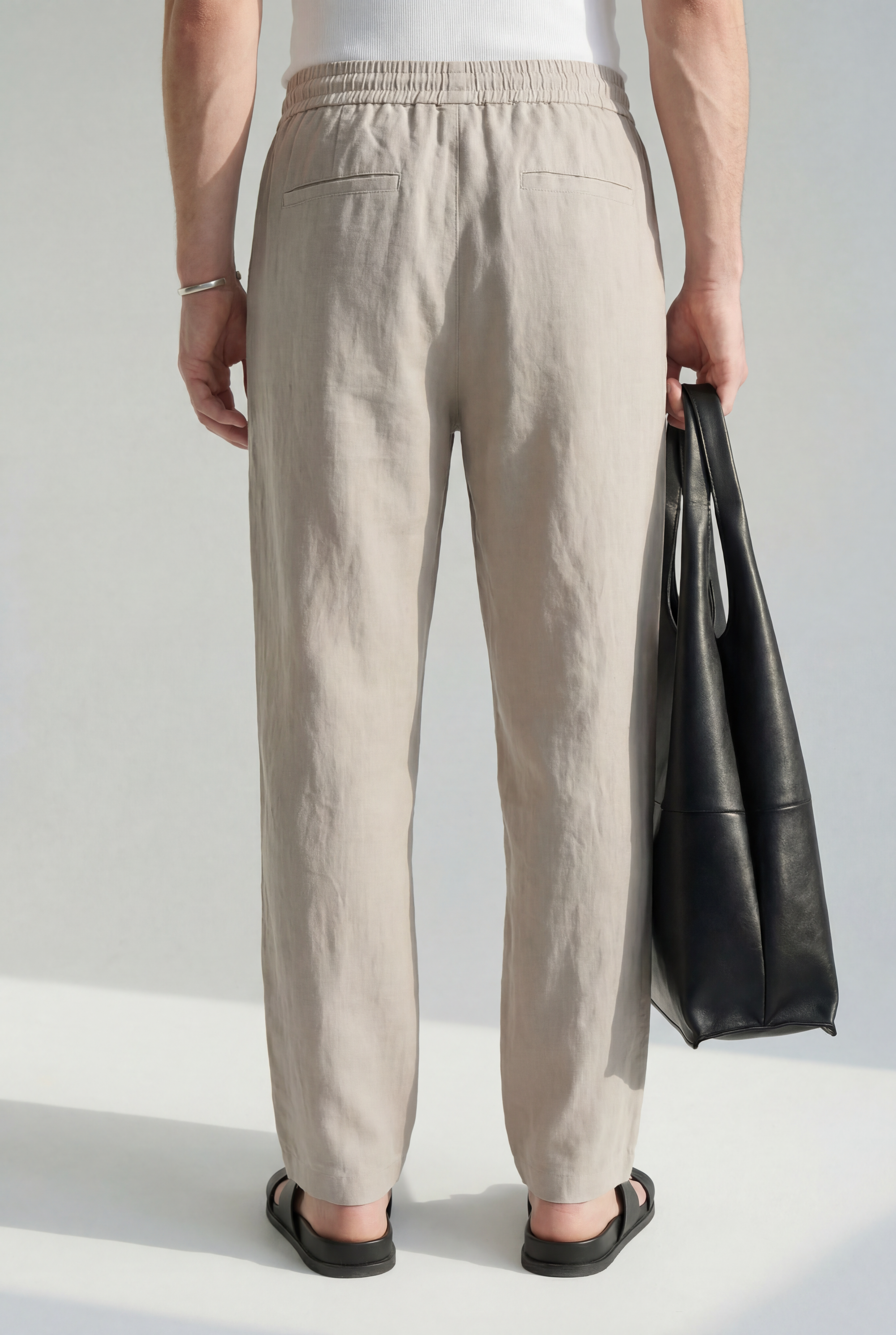 Hipland The Nara Beach Trouser - Stone Taupe - detail view