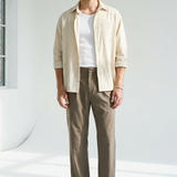 Hipland Studio Pleat Trousers - Taupe - front alternate view