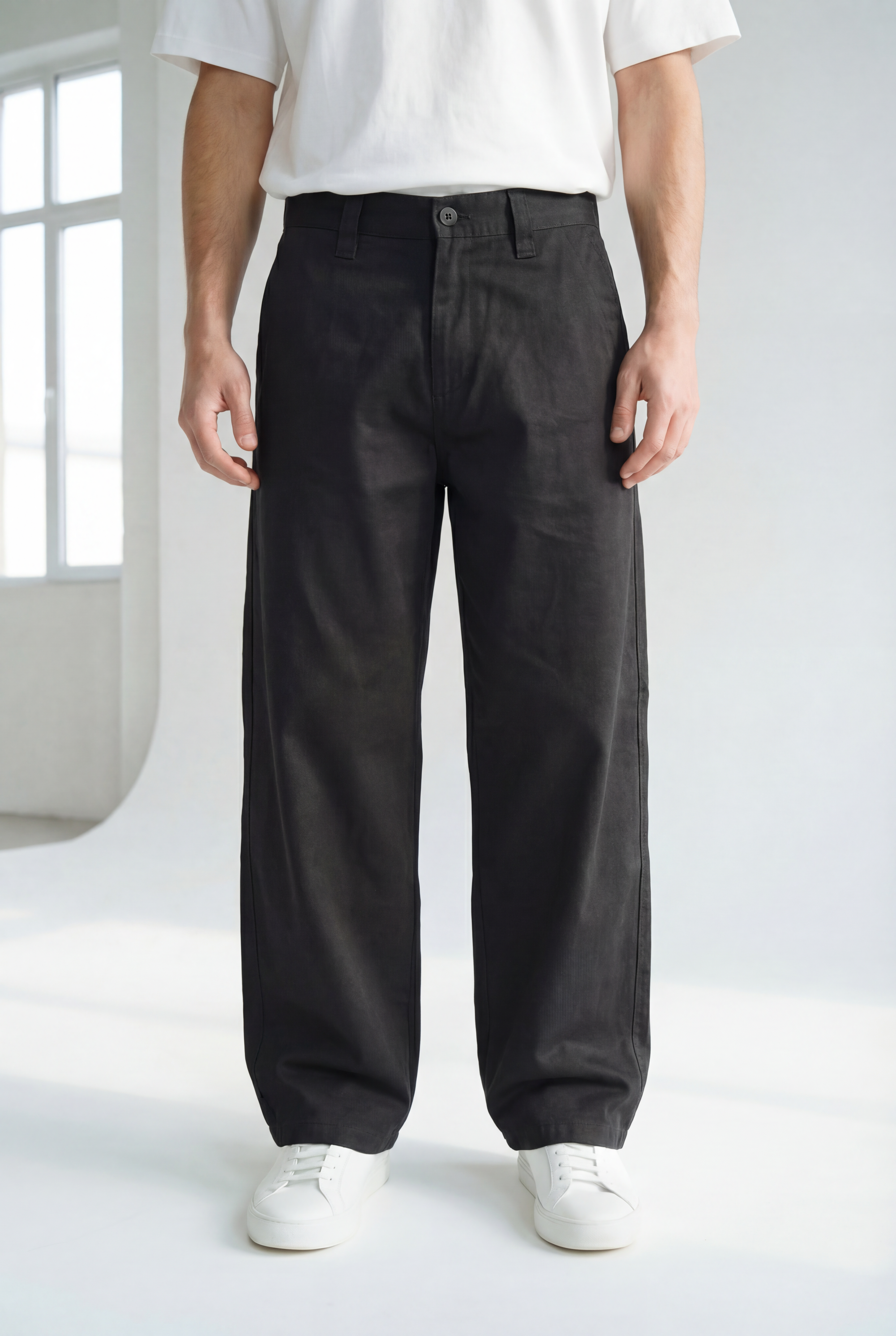 Hipland Echo Trouser — Black — front view