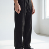 Hipland Pleated Kyoto Trousers - Black - lifestyle view