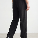 Hipland Pleated Kyoto Trousers - Black - detail view