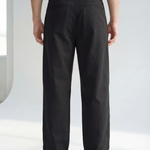 Hipland Pleated Kyoto Trousers - Black - back view
