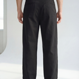 Hipland Pleated Kyoto Trousers - Black - back view