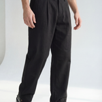 Hipland Pleated Kyoto Trousers - Black - front alternate view