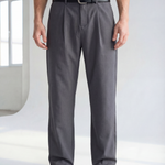 Hipland Pleated Kyoto Trousers - Charcoal - front view