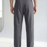 Hipland Pleated Kyoto Trousers - Charcoal - back view