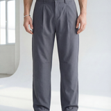 Hipland Studio Pleat Trousers - Slate Grey - front view