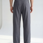 Hipland Studio Pleat Trousers - Slate Grey - back view