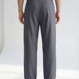 Hipland Studio Pleat Trousers - Slate Grey - back view