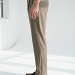 Hipland Studio Pleat Trousers - Taupe - back view