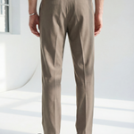 Hipland Studio Pleat Trousers - Taupe - detail view