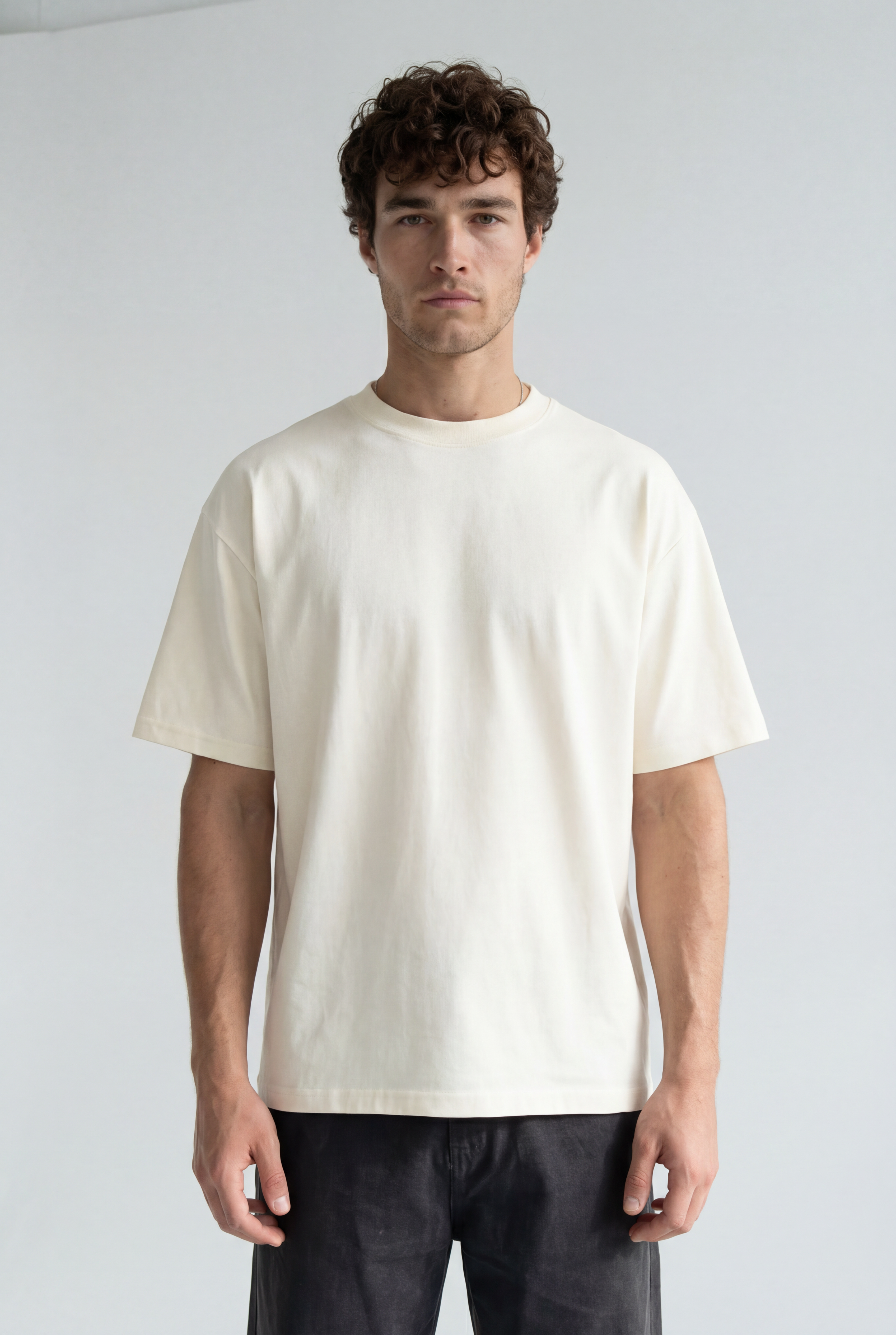 Hipland Frame Tee — Cream — front view