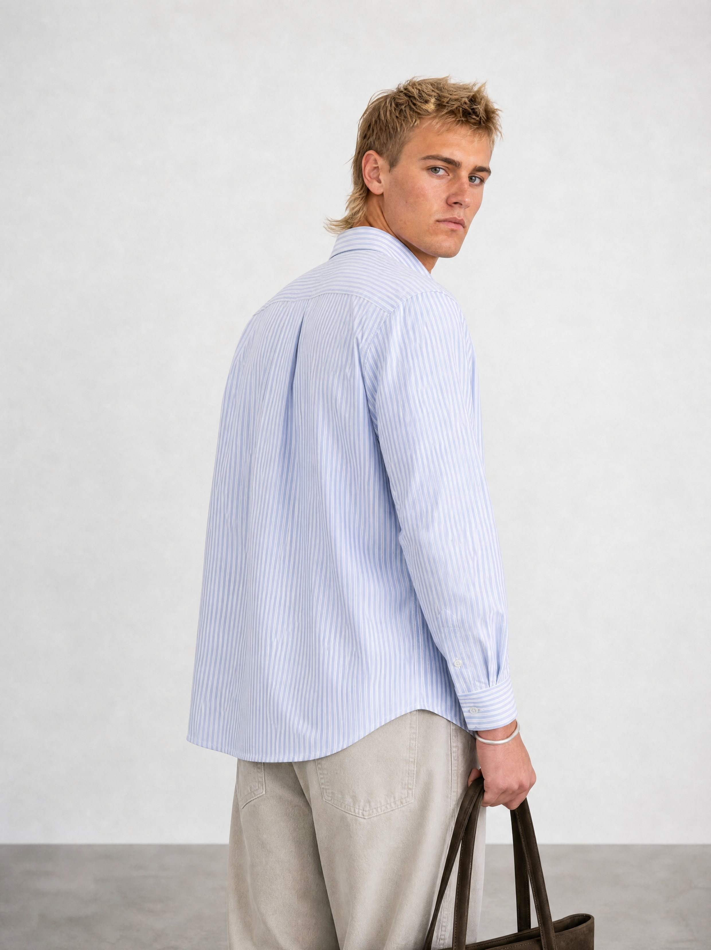 Striped Button-Down Shirt - Light Blue Stripe