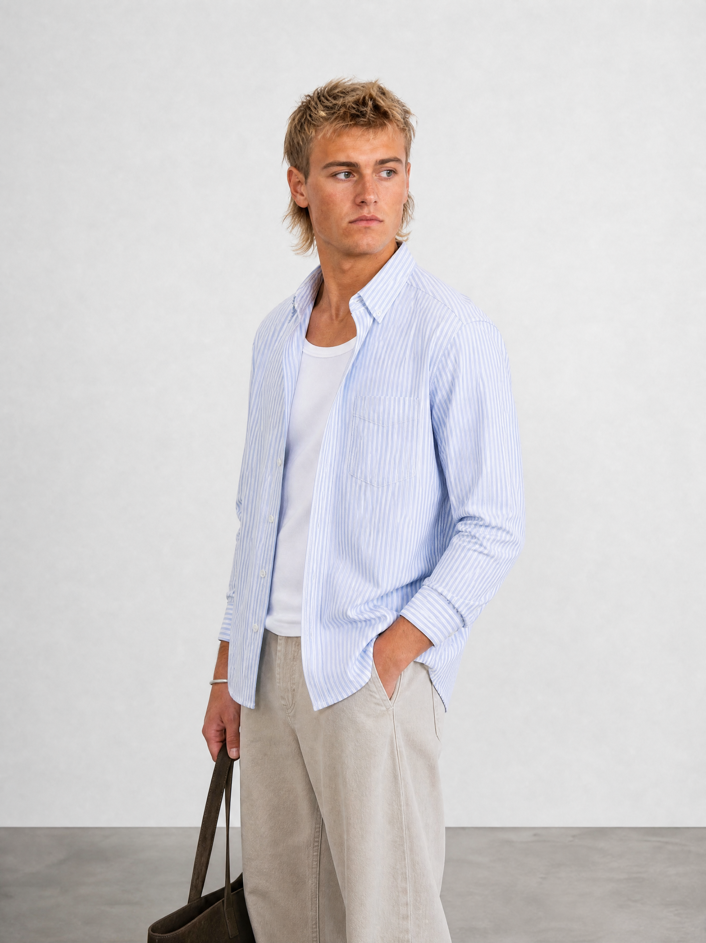 Striped Button-Down Shirt - Light Blue Stripe