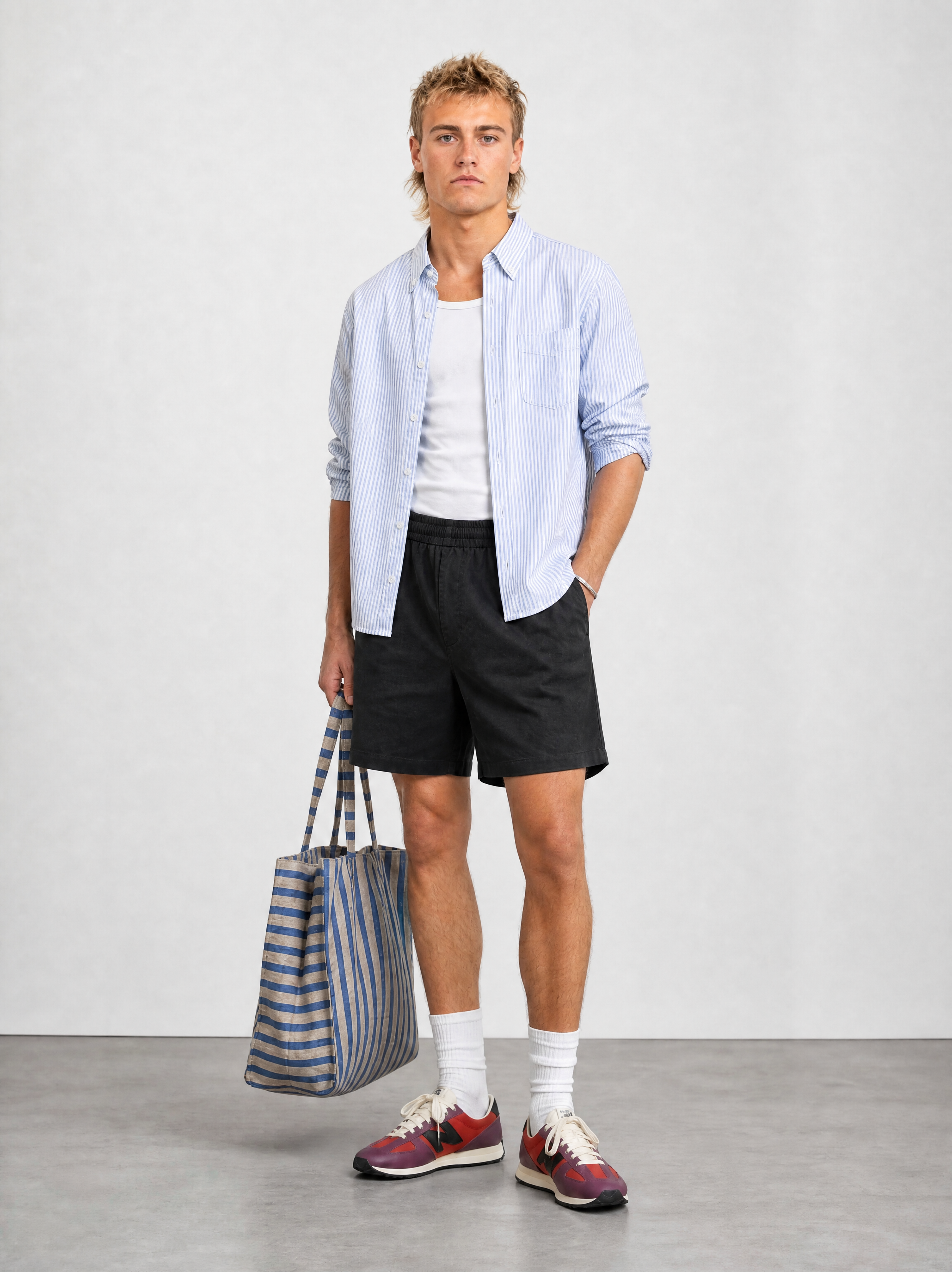 Striped Button-Down Shirt - Light Blue Stripe