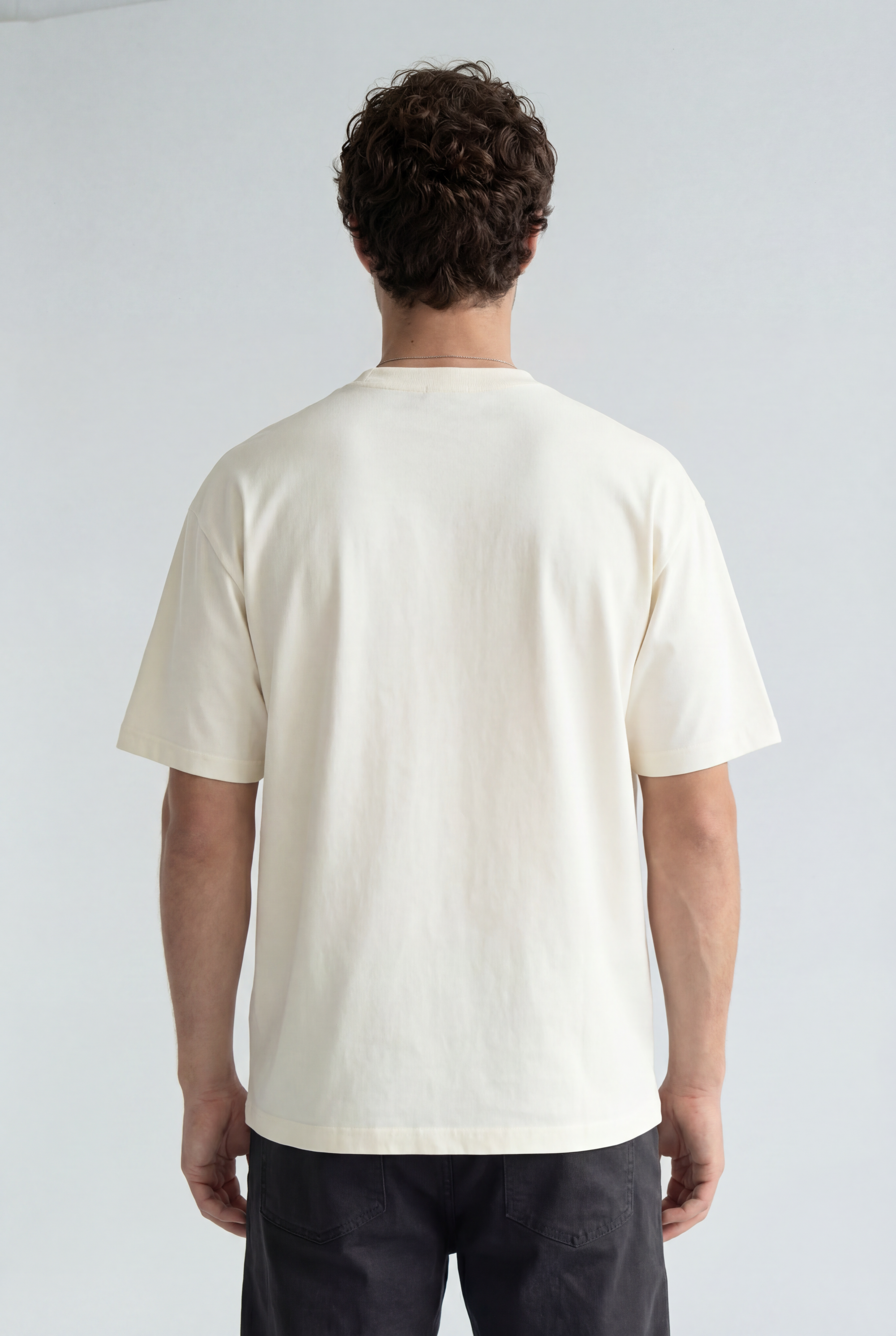 Hipland Frame Tee — Cream — back view