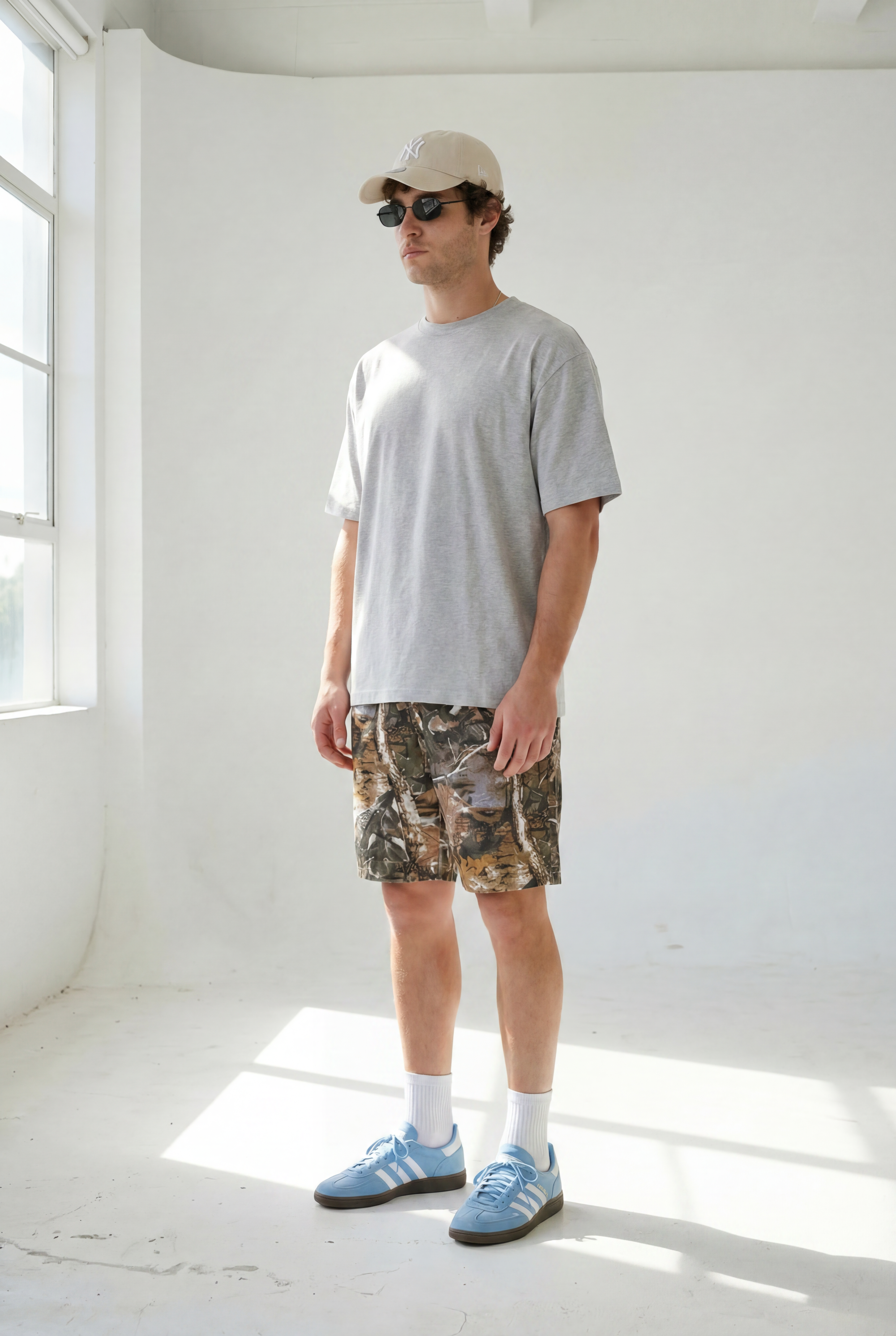 Hipland Bush Camo Shorts — Light Camo — back view
