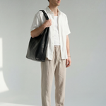 Hipland The Nara Beach Trouser - Stone Taupe - lifestyle view