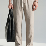 Hipland The Nara Beach Trouser - Stone Taupe - front view