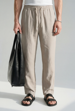 Hipland The Nara Beach Trouser - Stone Taupe - front view