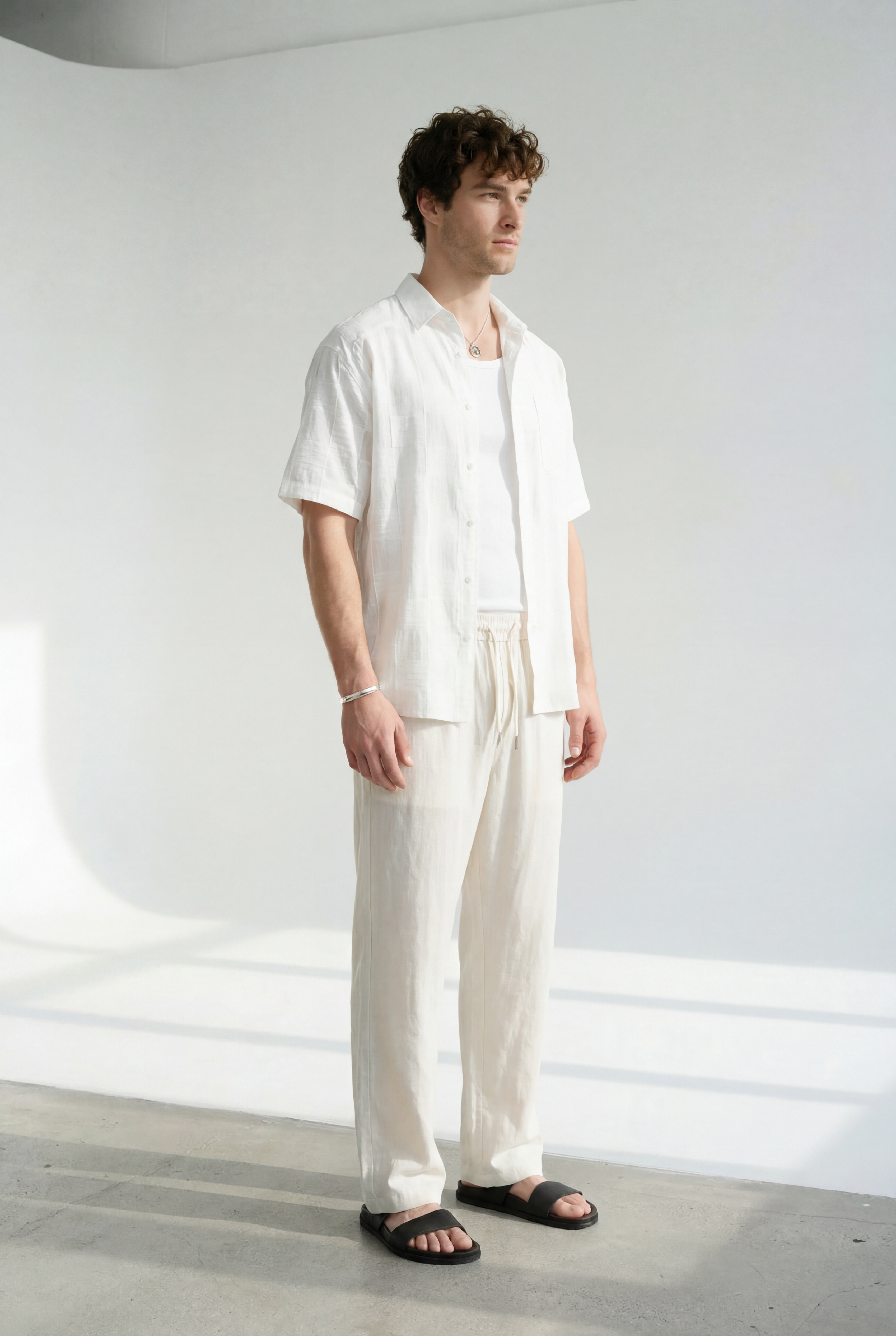 Hipland The Nara Beach Trouser - Natural - detail view